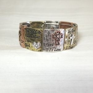 Gold Silver Copper Cross Religious Bracelet